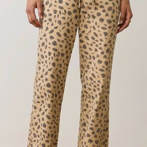 Marine Layer Leopard Print Washed Denim Drawstring Pants size L